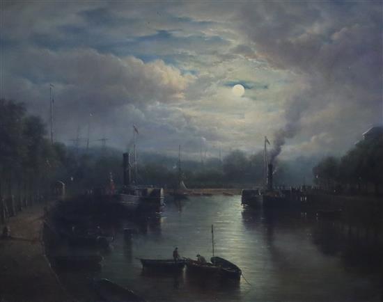 John Moore of Ipswich (1820-1902) Landing Stage, New Cut 16 x 19.75in.